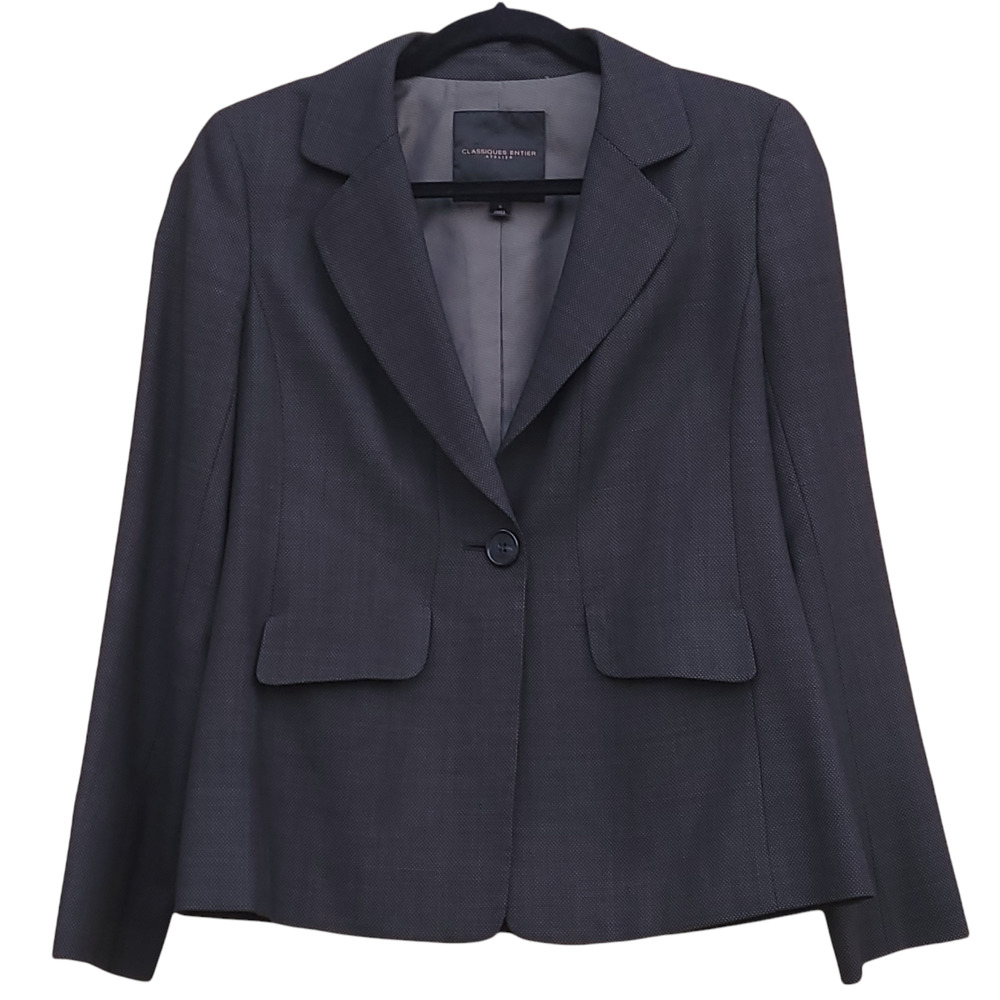 Classiques Entier 100% Virgin Wool Blazer Suit Jacket Dark Grey Size 6